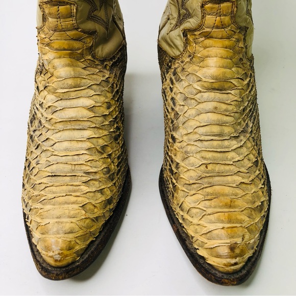 JUSTIN Women's Boots sz 6 B Tall Boots Western Cowboy Classic Leather Snake Skin - Picture 2 of 10